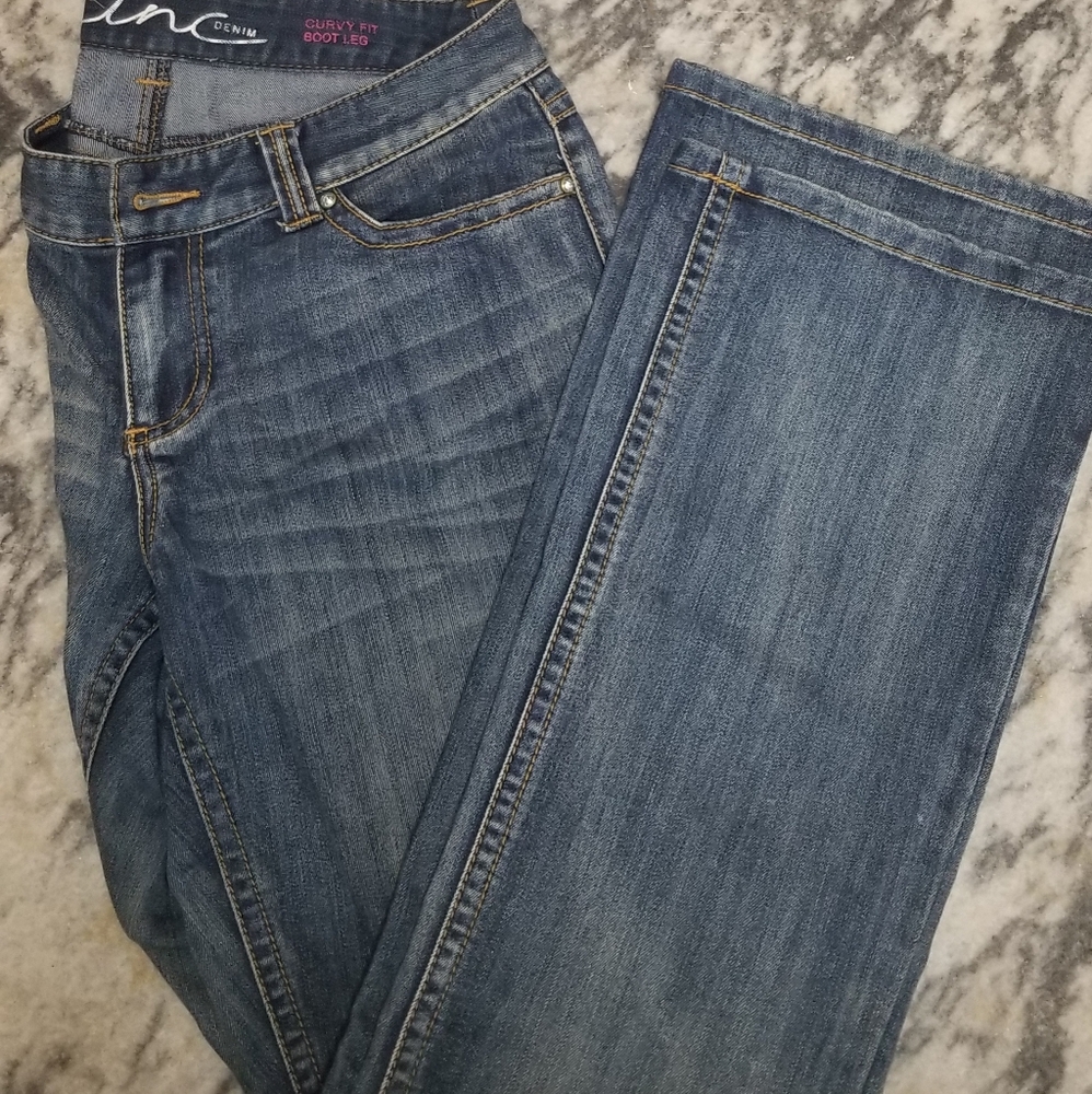 INC Jeans Bootcut Low Rise acid washed size 10